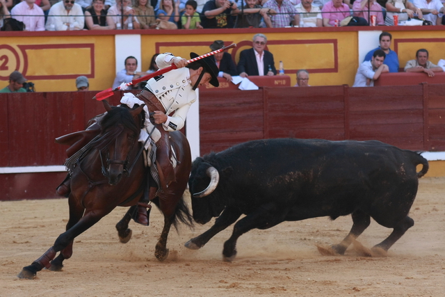 Diego Ventura parando de salida a su primero. (FOTOS: Gallardo)