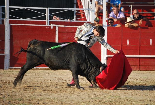 Emilio Salamanca conduciendo la embestida al natural.