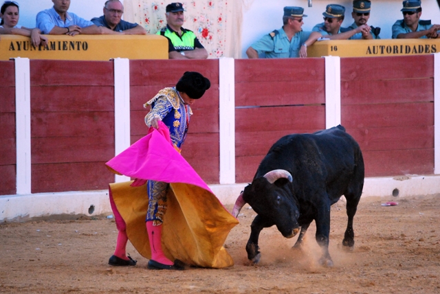 Carlos María, gustándose con el capote a la verónica. (FOTO:Fco. Javier Campos)