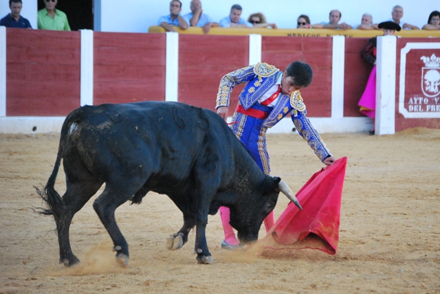 Embarcando la embestida del eral para torearlo al natural. (FOTO:Fco. Javier Campos)