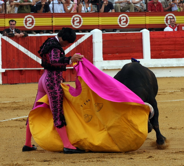 Finito lanceando al anovillado primero. (FOTO:Gallardo)