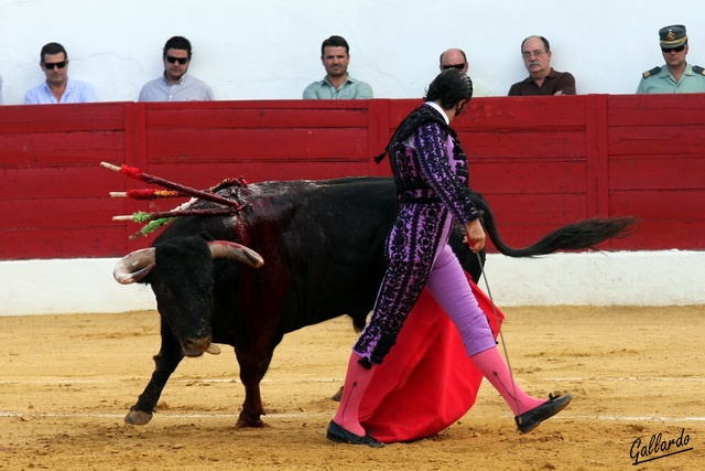 Conde yéndose de la cara del toro. (FOTO:Gallardo)