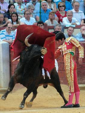 Talavante rematando con el de pecho en Valladolid. (FOTO:Santos Lorenzo/Burladero.com)