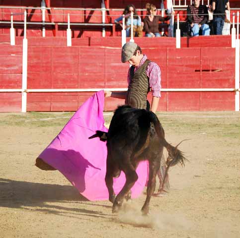 Ginés Marín lanceando con la figura muy erguida.