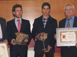 Los galardonados por la Peña Taurina 'Luis Reina' de Almendralejo.