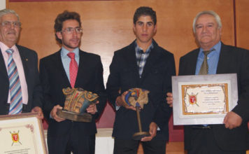 Los galardonados por la Peña Taurina 'Luis Reina' de Almendralejo.