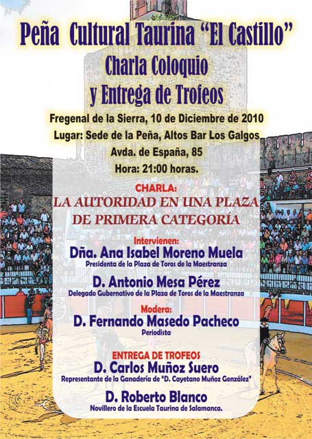 Cartel de las jornadas taurinas organizadas por la Peña Cultural Taurina 'El Castillo'.