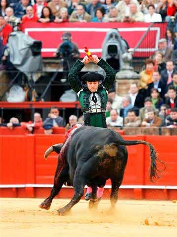 A punto de dejar un par en lo alto de un Cuadri. (FOTO: Arjona, cedida por el torero)