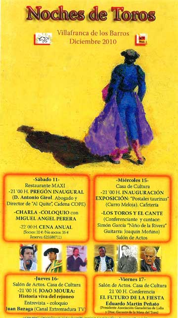 Cartel de Noche de Toros de la Peña El Albero de Villafranca de los Barros.