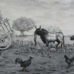 Bravura en el toro y en los gallos. (Cuadro de Fernando Naranjo)