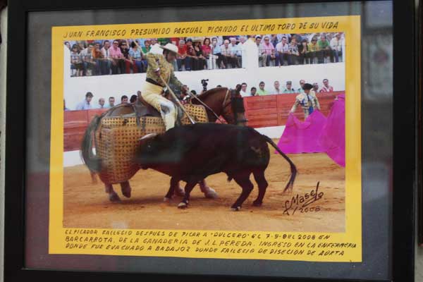 Juan Francisco Presumido picando al último toro de su vida la tarde que falleció en Barcarrota, inmortalizado por Fernando Masedo Torres.