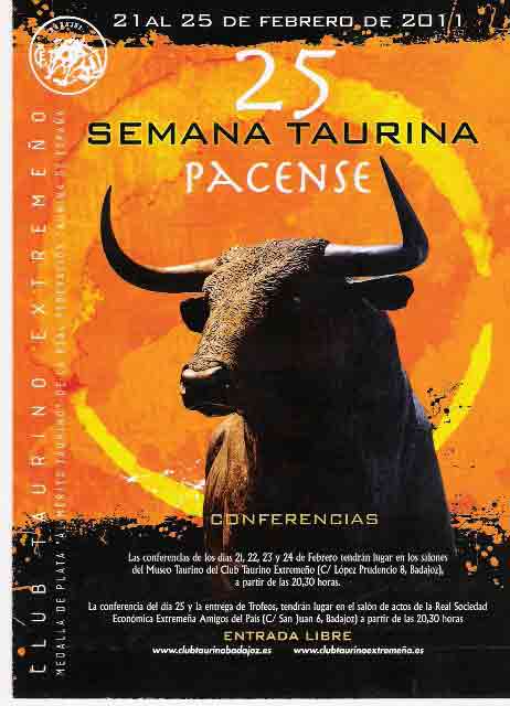 Cartel anunaciador de la 25ª Semana Taurina Pacense.