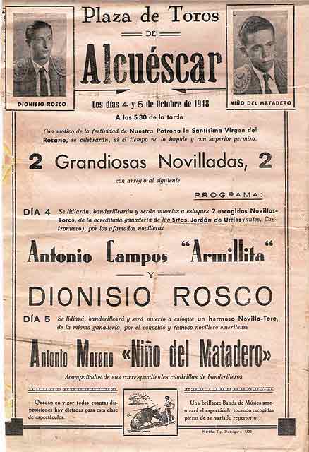 Cartel de la actuación en Alcúescar, octubre de 1948.