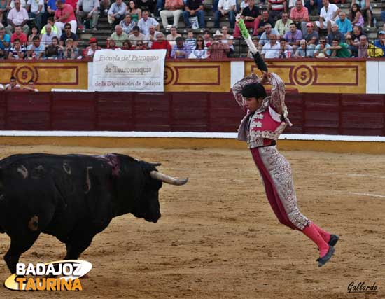 El Fini banderilleando al ejemplar de Luis Albarrán. (FOTO:Gallardo)