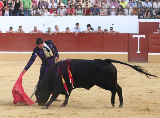 Derechazo de 'El Zorro' al quinto. (FOTO: Gallardo)