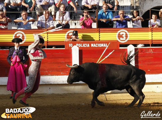 El Fini cuadrando en la cara del toro.