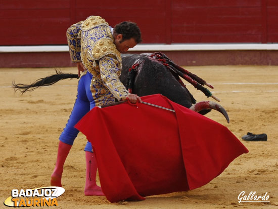 Ferrera acompasando el muletazo.