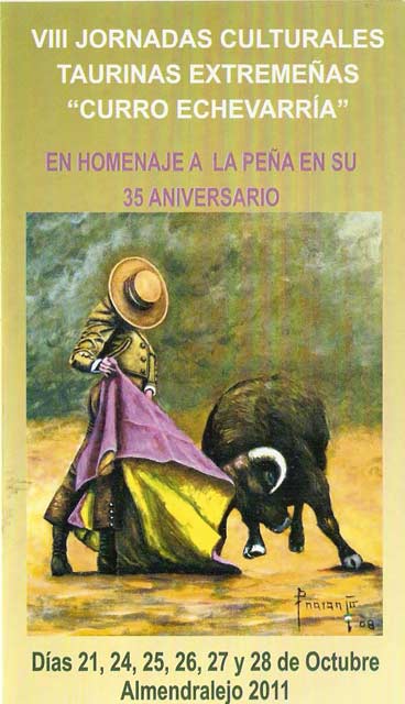 Cartel de las VIII Jornadas Culturales Taurinas Extremeñas 'Curro Echeverría', obra de Fernando Naranjo.