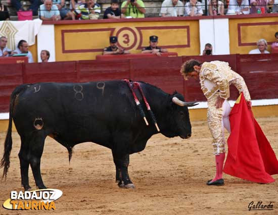 Jugándosela en su actuación en Badajoz. (FOTO: Gallardo)