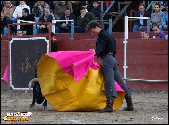 Jesús Talaván recibiendo a su novillo. (FOTO: Gallardo)