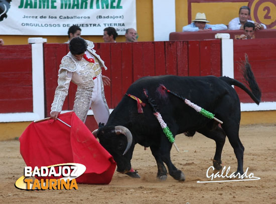 Toreo encajado de Luis Manuel Terrón esta tarde en Pardaleras. (FOTO: Gallardo)