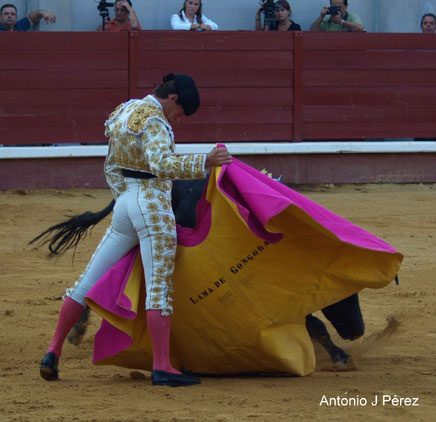 Lama de Góngora, lanceando de capote. (FOTO: Antonio J. Pérez)