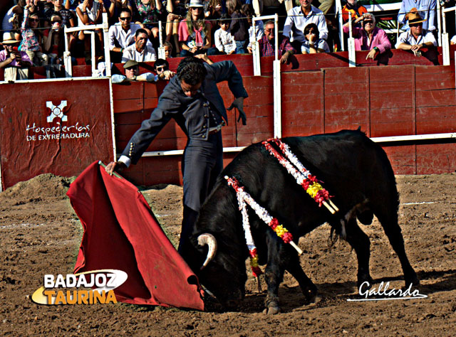 Ambel Posada toreando al natural con la diestra. (FOTO: Gallardo)