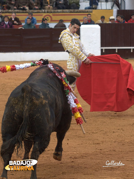 Talavante iniciando la faena de su primero. (FOTO: Gallardo)