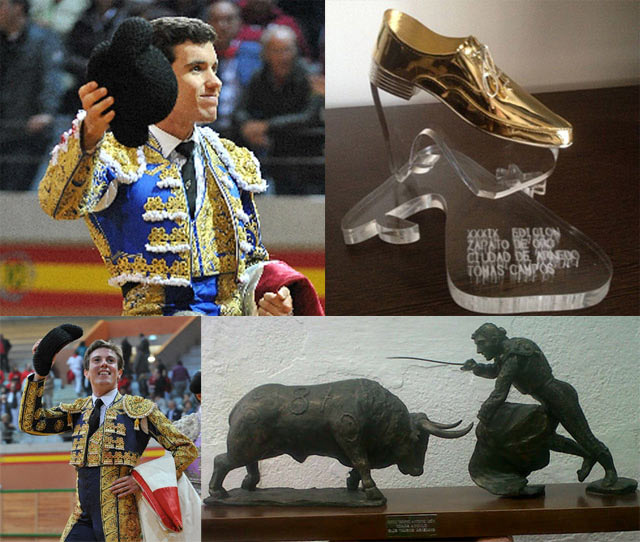 Tomás Campos trofeo 'Zapato de Oro' y Tomas Angulo, trofeo 'Antonio León a la mejor estocada', ambas en el certamen arnedano. (FOTO:Poyatos)
