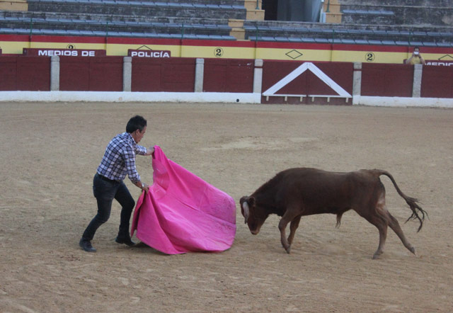 Juan Bazaga quiso sumarse a la fiesta bregando.