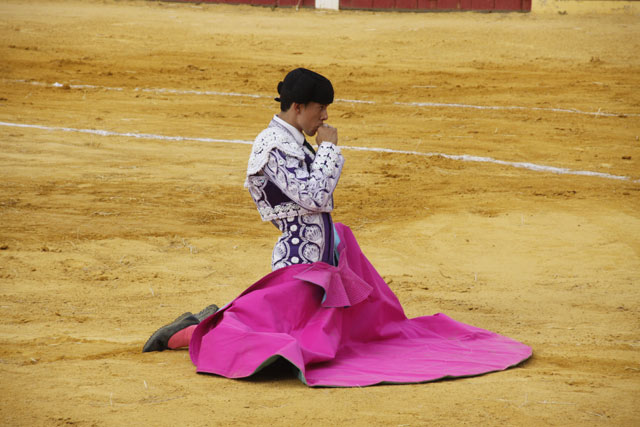 Rubén Lobato el día de su debut con picadores