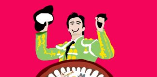 Cartel anunciador del tentadero, muy acorde al público al que está dirigido.