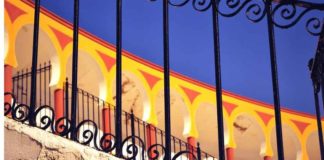 Detalle de la plaza de toros de Olivenza.