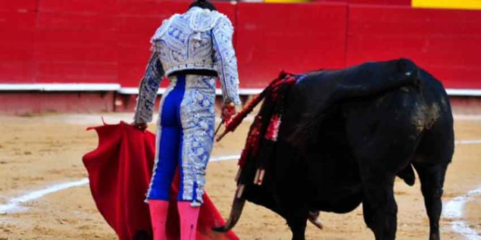 Toreo por bajo y ajustado de Ferrera hoy en Valencia. (FOTO: mundotoro.com)