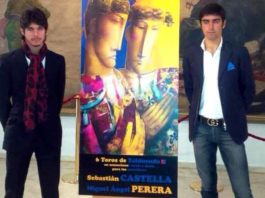Sebastián Castella y Miguel Ángel Perera en la presentación del cartel del mano a mano de las Fallas de Valencia.