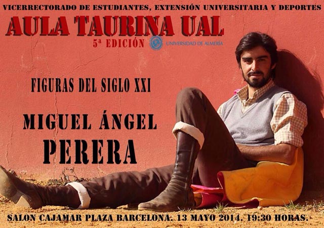 Cartel anunciador del acto en el que tomará parte Miguel A. Perera.
