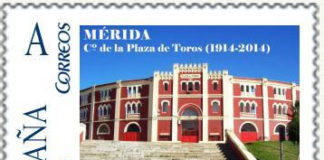 Imagen del sello conmemorativo del centenario del coso del Cerro de San Albín.