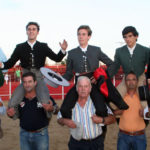 A. Palomo, F. Flores, T. Angulo, L.M. Terrón y Cuqui, a hombros en Aceuchal (FOTO: Alfonso Plano)