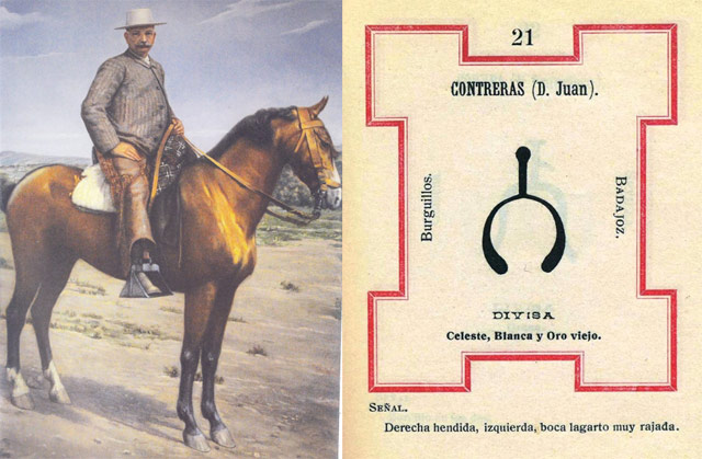 Juan Contreras a caballo con su finca La Giralda de fondo