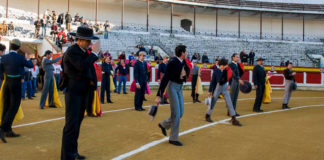 Los banderilleros del festival de Mérida al hacer el paseíllo (FOTO: J.Mª Ballester)
