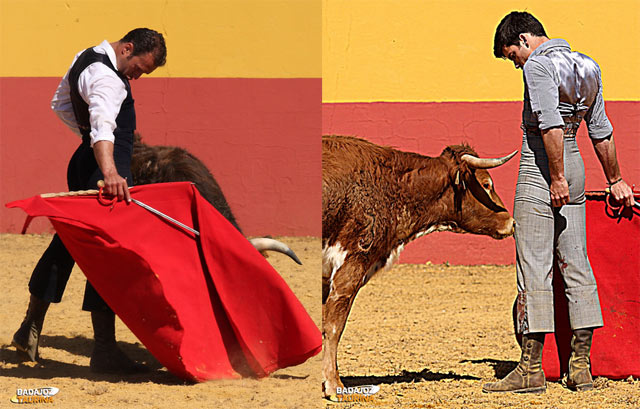Antonio Ferrera y Jose Garrido tentando en El Cahoso (FOTO: Gallardo)