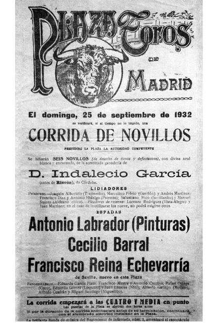 Cartel de Madrid en el que se anuncia a su padre