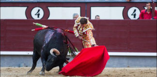 Antonio Ferrera lidiando al cuarto de la tarde. (FOTO: Álvaro Marcos)