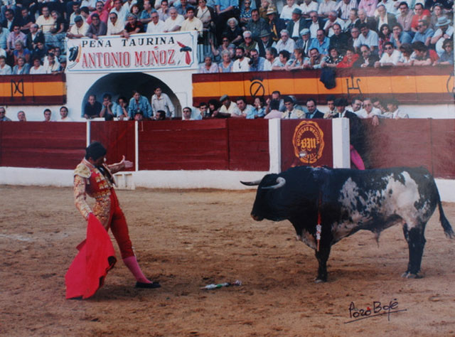 De frente, dejándose ver