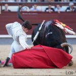 José Garrido toreando de rodillas en los medios al toro de su confirmación (FOTO: Juan Pelegrín)