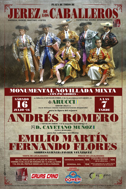 Cartel de la novillada con picadores de Jerez de los Caballeros