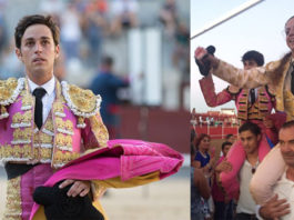 Tulio Salguero paseando la oreja cortada en Las Ventas. Paula Santos saliendo a hombros en Villanueva