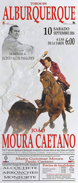 Cartel del homenaje a Jacinto Alcón en la plaza de toros de Alburquerque