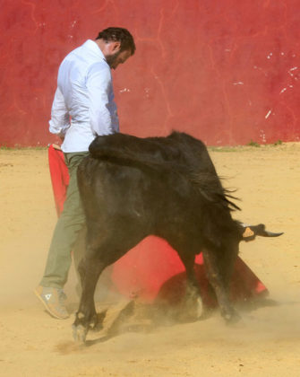 Antonio Ferrera tentando en la ganadería de Hnos. San Pedro (FOTO:Toromedia)