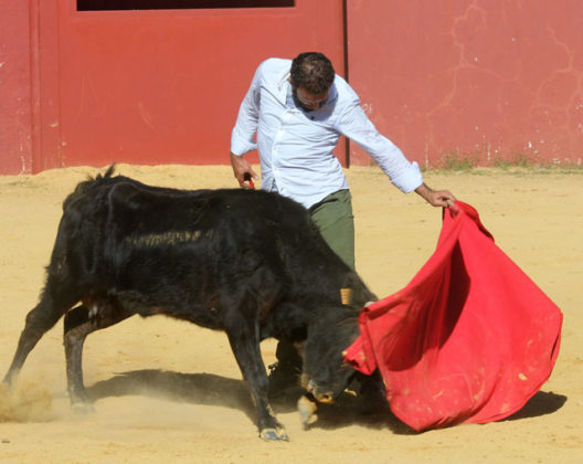 Antonio Ferrera tentando en la ganadería de Hnos. San Pedro (FOTO:Toromedia)